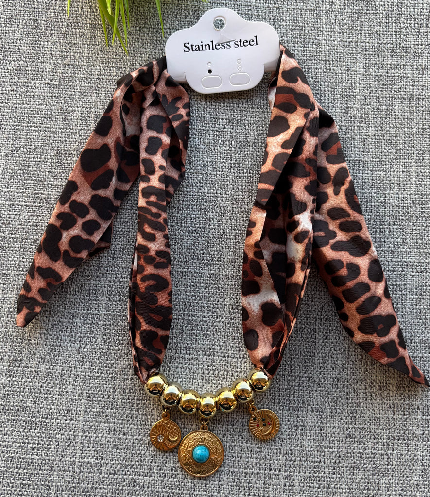 Scarf necklace with stainless charms for 140 EGP