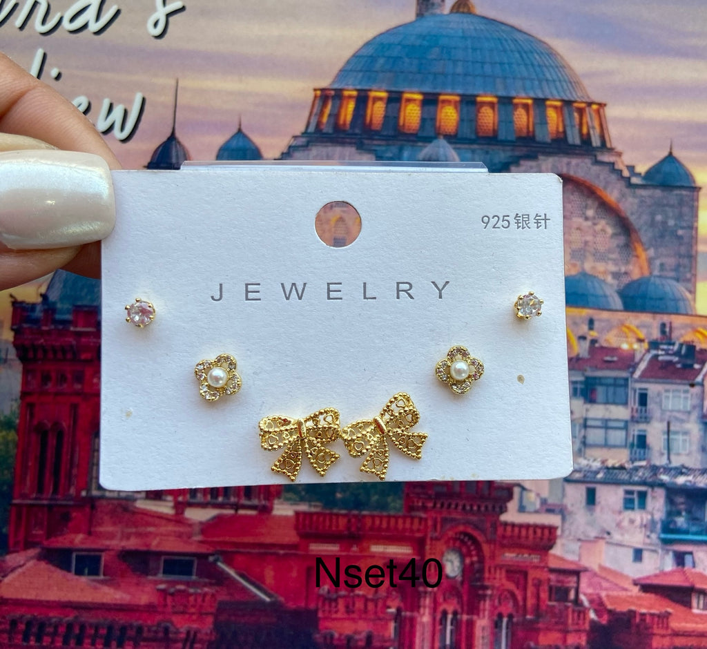 كارت ٣ حلق مطلي مش بيغيير لون السعر ٤٥ 💥💥(nset40)
