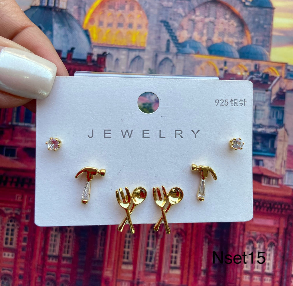 كارت ٣ حلق مطلي مش بيغيير لون السعر ٤٥ 💥💥(nset15)