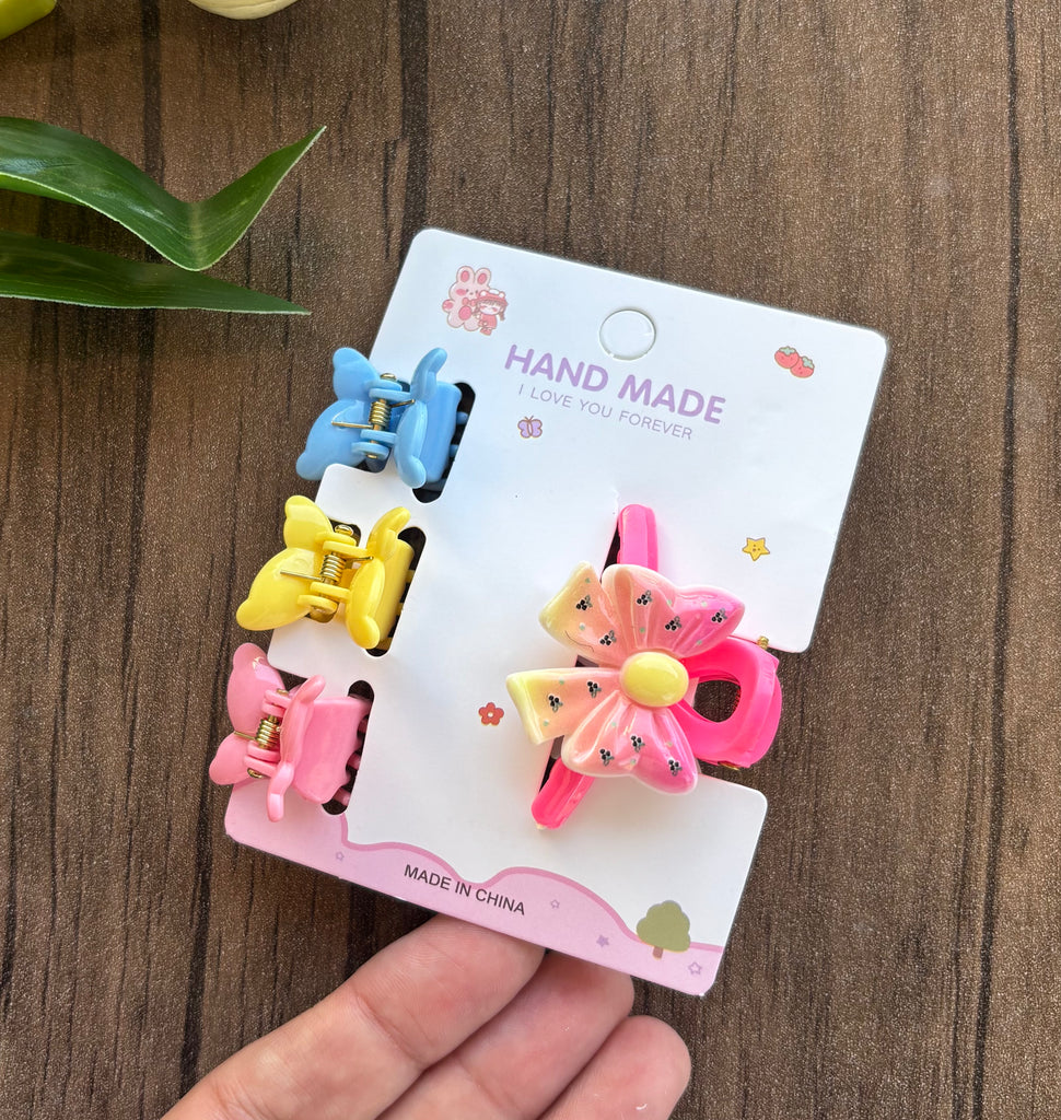 كارت توكة قفاش حجم متوسط شكل فيونكة + ٣ توكة قفاش الوان شكل فراشة حجم صغير سعر الكارت ١٥