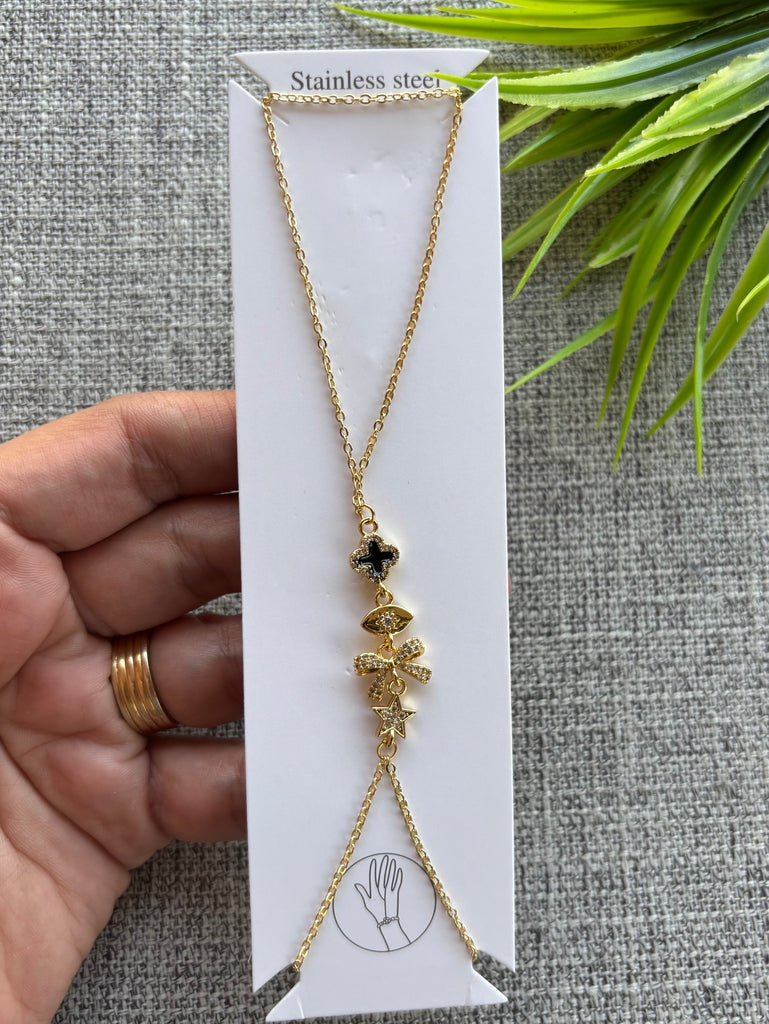 انسيال كف hand chain سلسلة stainless steel و تعليقة gold plated السعر ١٢٠