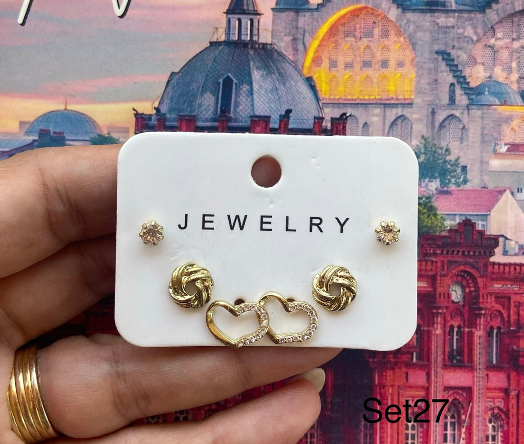 كارت ٣ حلق مطلي مش بيغيير لون السعر ٤٥ 💥💥(set27)