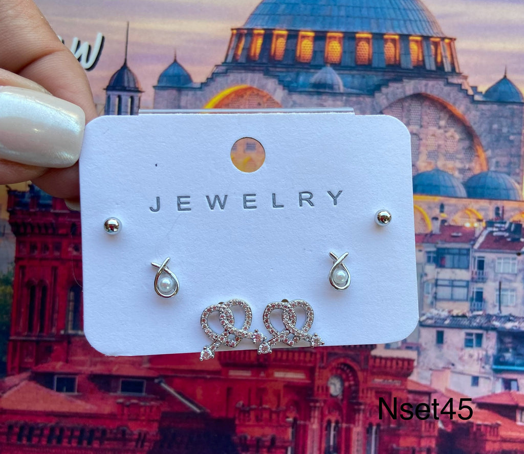 كارت ٣ حلق مطلي مش بيغيير لون السعر ٤٥ 💥💥(nset45)
