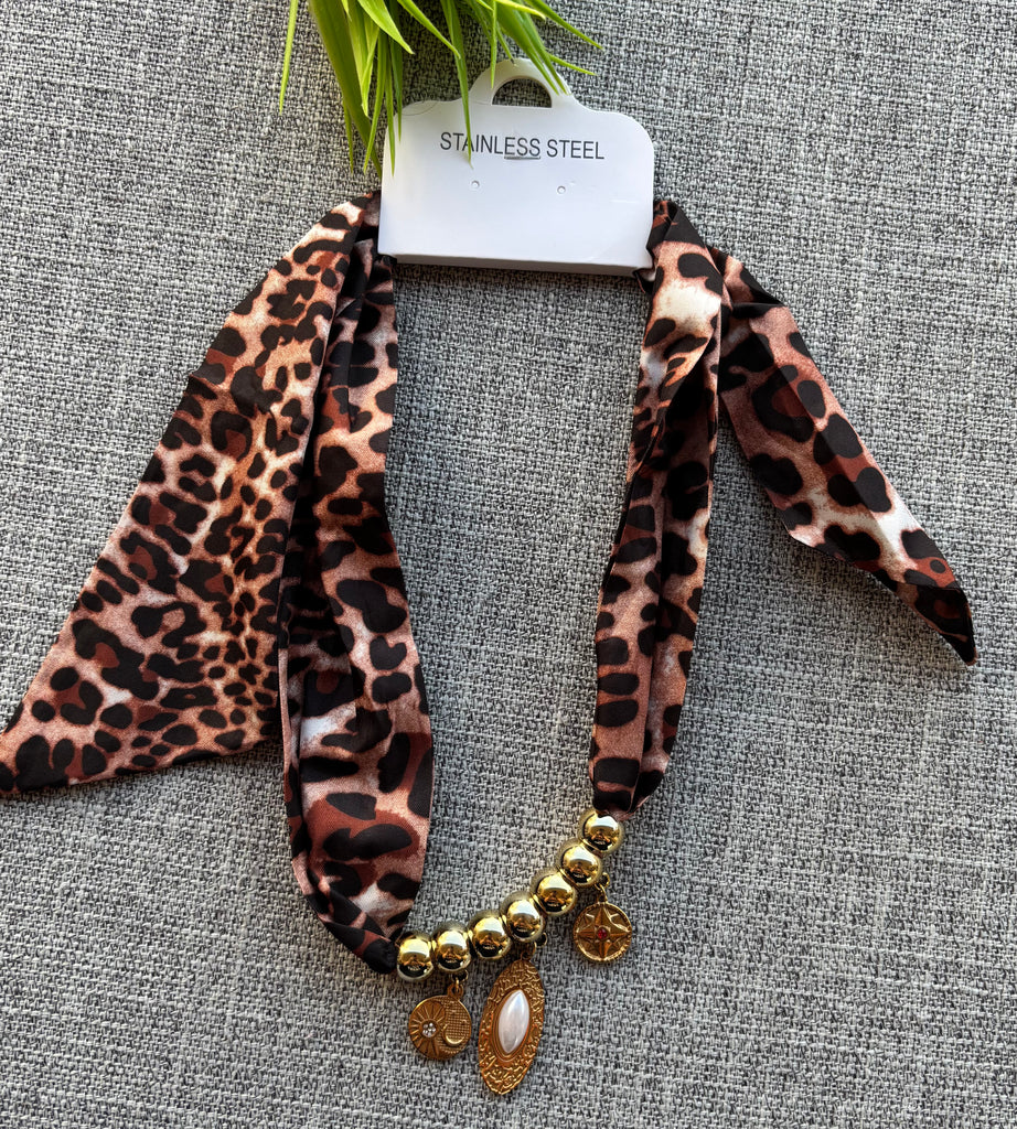 Scarf necklace with stainless charms for 140 EGP