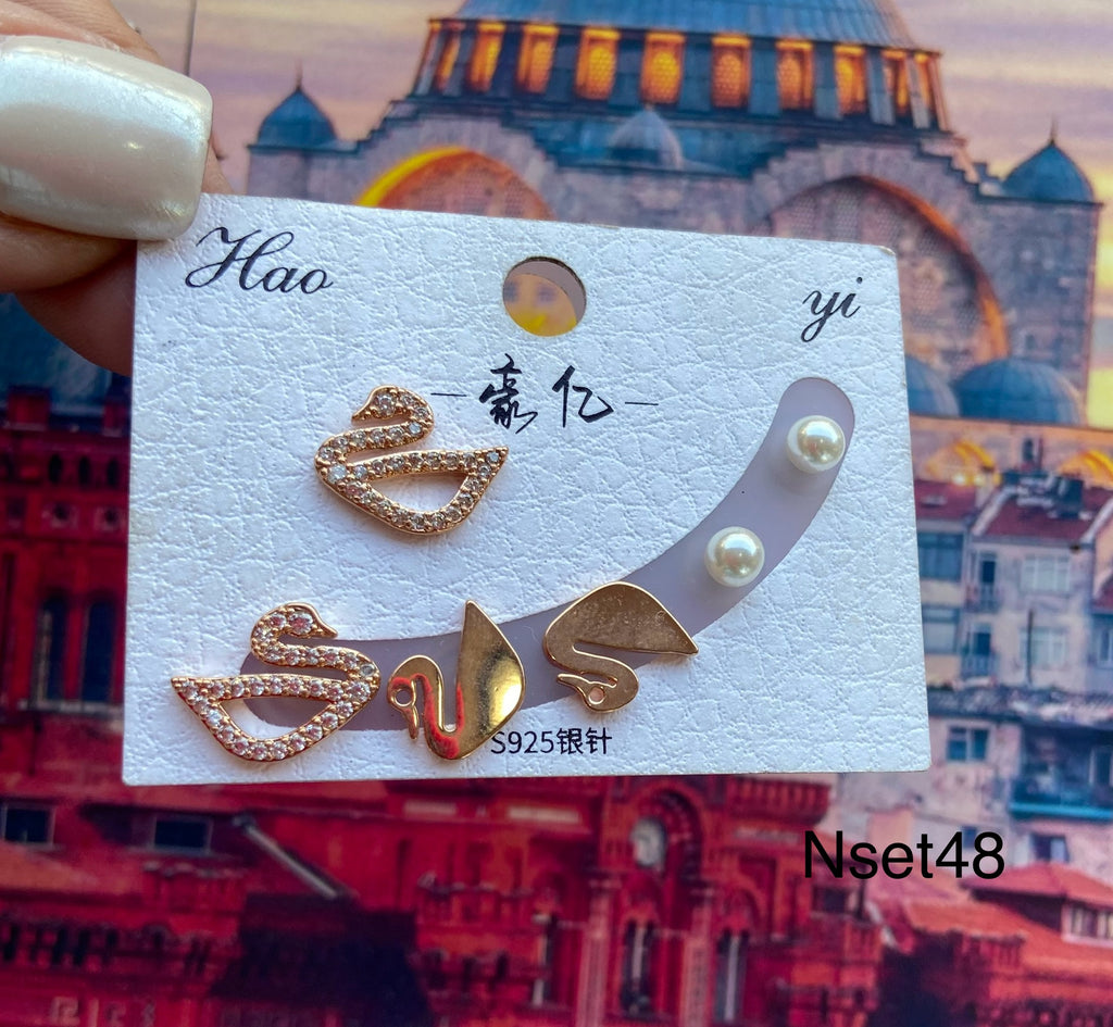 كارت ٣ حلق مطلي مش بيغيير لون السعر ٤٥ 💥💥(nset48)
