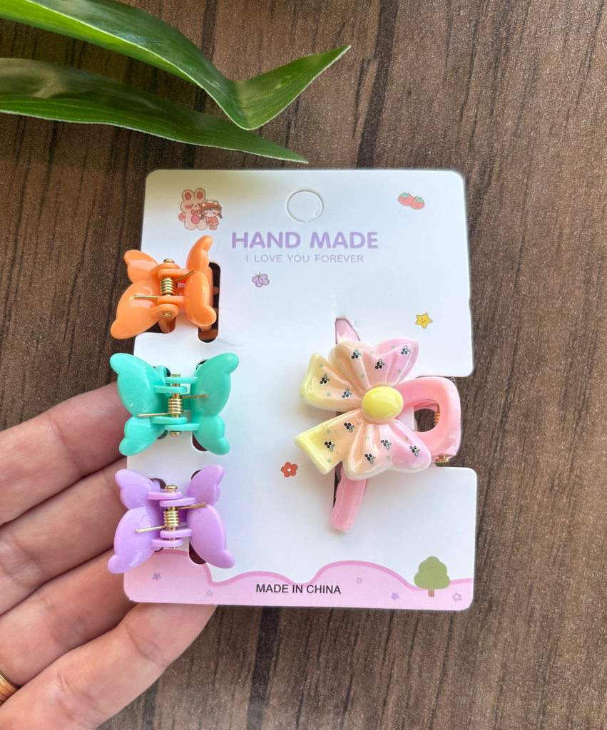 كارت توكة قفاش حجم متوسط شكل فيونكة + ٣ توكة قفاش الوان شكل فراشة حجم صغير سعر الكارت ١٥