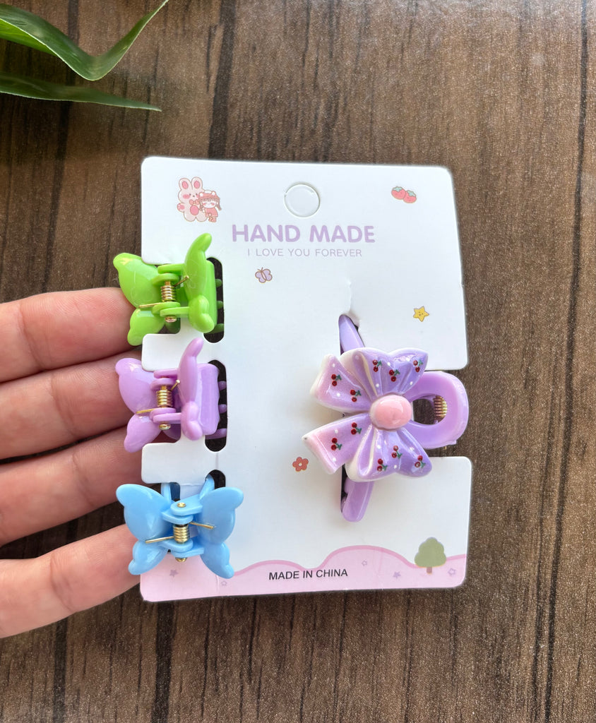 كارت توكة قفاش حجم متوسط شكل فيونكة + ٣ توكة قفاش الوان شكل فراشة حجم صغير سعر الكارت ١٥