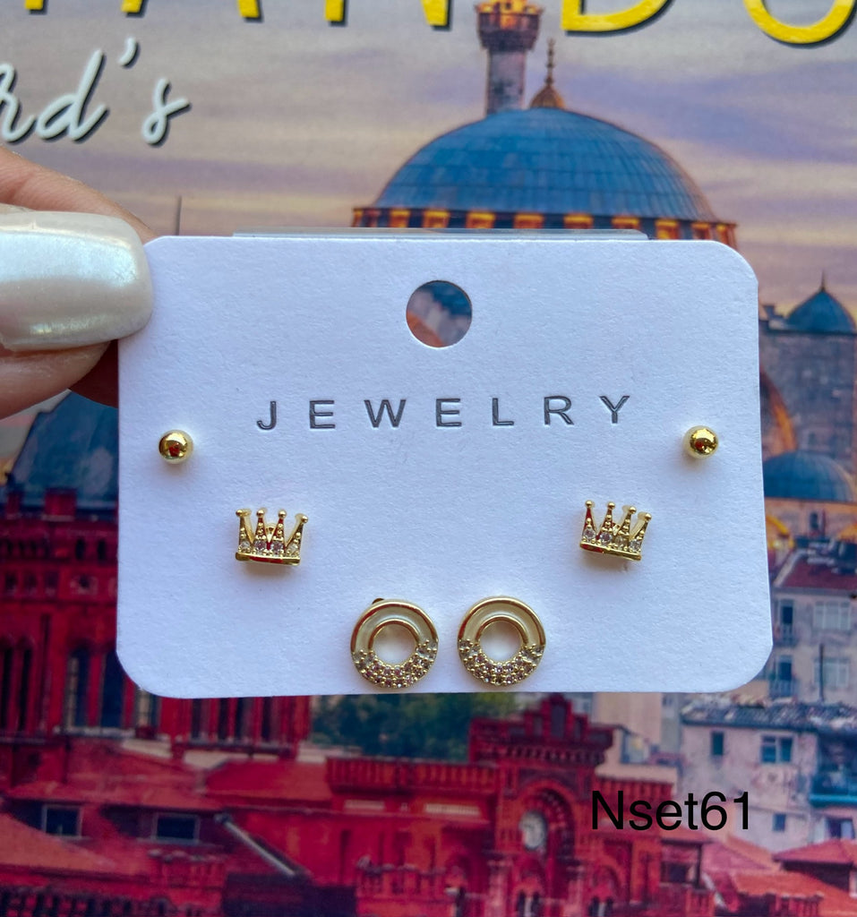 كارت ٣ حلق مطلي مش بيغيير لون السعر ٤٥ 💥💥(nset61)