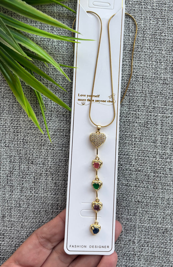 سلسلة pure stainless steel 
دلاية طويلة gold plated 
السعر ١١٠ قلب ذهبي