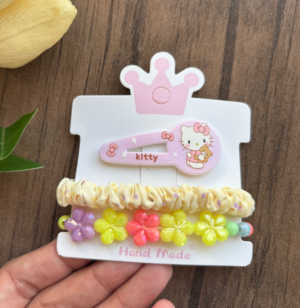 طقم أطفال حظاظة شكل ورد + توكة استك مدكك قماش + تيك تاك اشكال عشوائي سعر الطقم ١٥