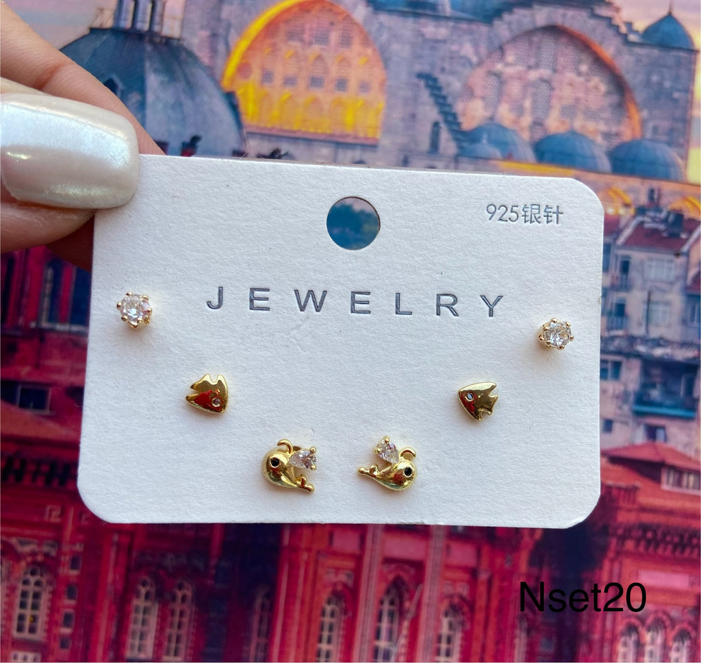 كارت ٣ حلق مطلي مش بيغيير لون السعر ٤٥ 💥💥(nset20)
