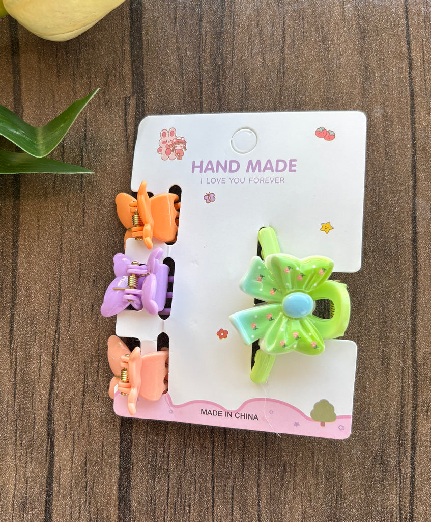 كارت توكة قفاش حجم متوسط شكل فيونكة + ٣ توكة قفاش الوان شكل فراشة حجم صغير سعر الكارت ١٥