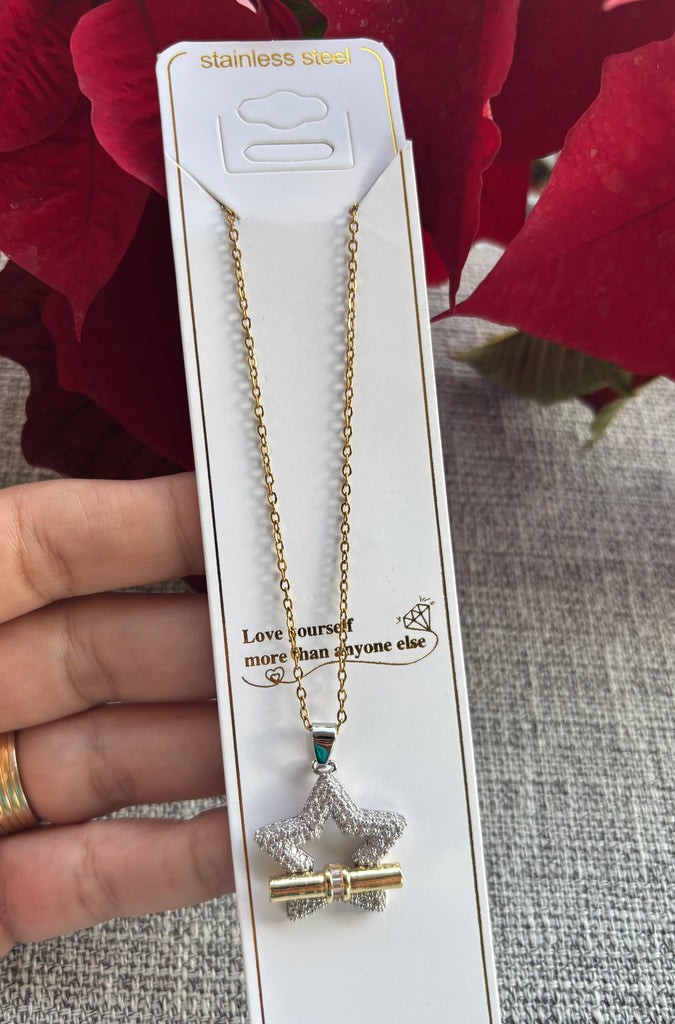 سلسلة stainless steel و دلاية gold plated السعر ٧٥ نجمة