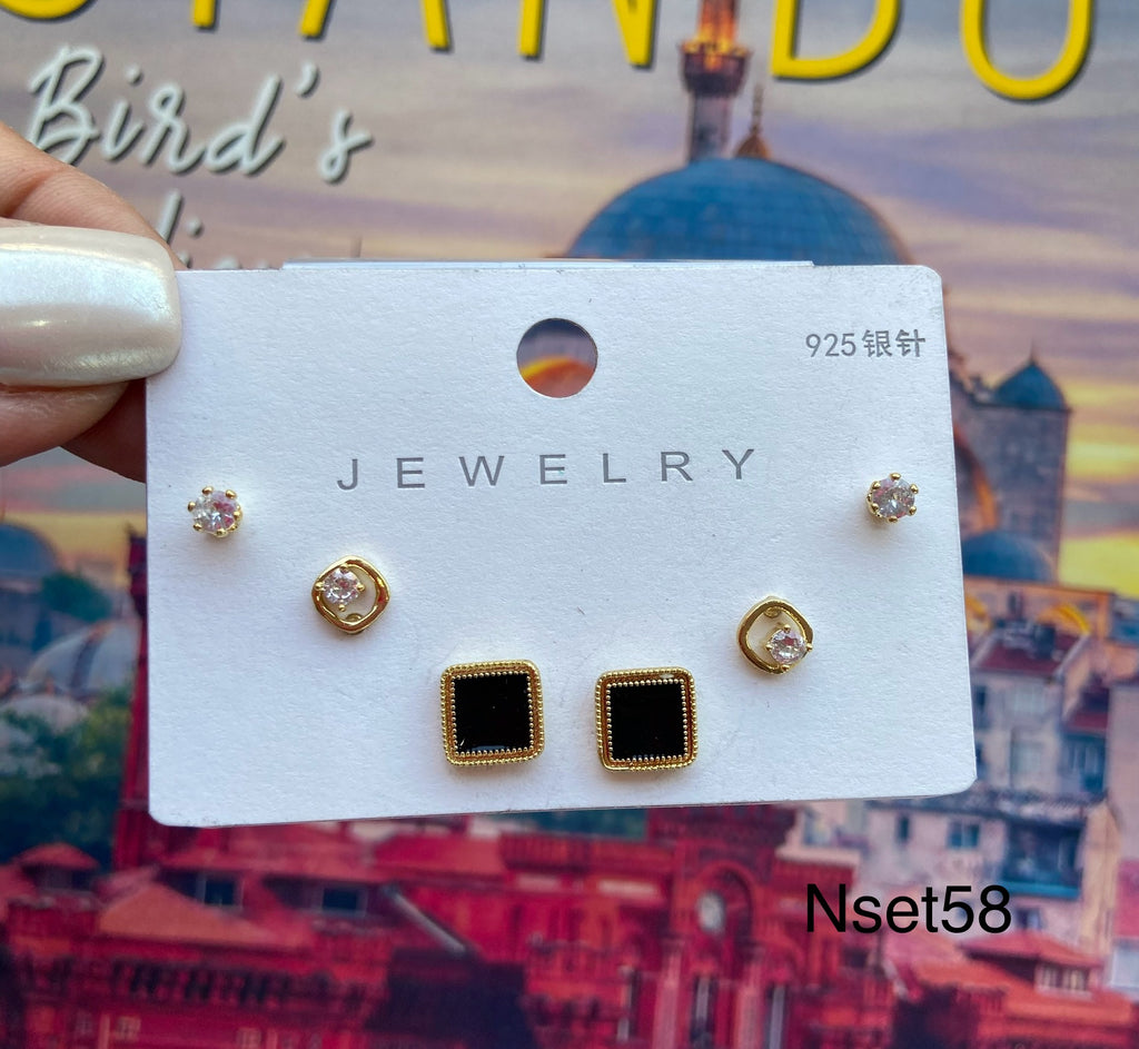 كارت ٣ حلق مطلي مش بيغيير لون السعر ٤٥ 💥💥(nset58)