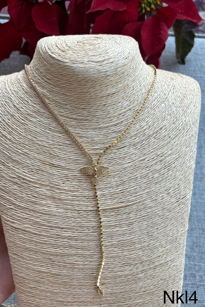 سلسلة طويلة gold plated  
فصوص زيركون 
السعر ١٣٥ (nkl4)