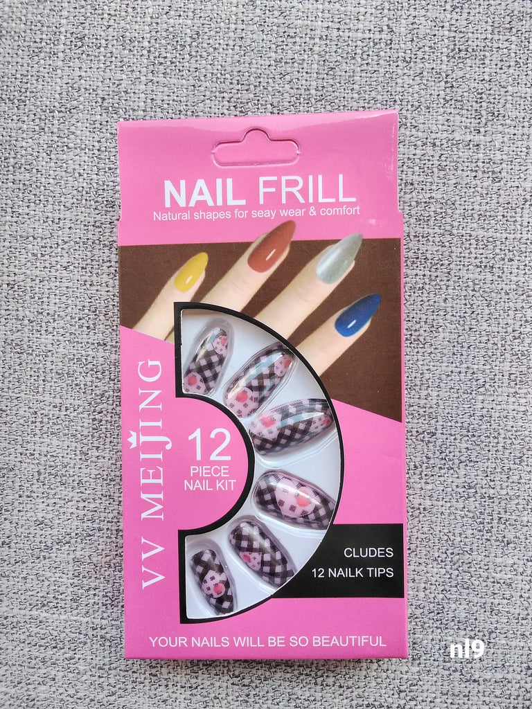 جديد ضوافر ١٢ ضافر الوان و رسومات  + لزق سيليكون السعر ٨ (nl9)
